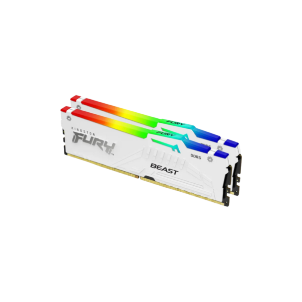 رم کامپیوتر Kingston FURY BEAST RGB WHITE 64GB 32GBx2 5200MHz CL40 DDR5