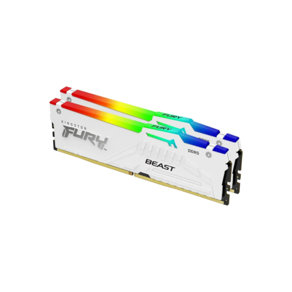 رم کامپیوتر Kingston FURY BEAST RGB WHITE 64GB 32GBx2 5600MHz CL40 DDR5