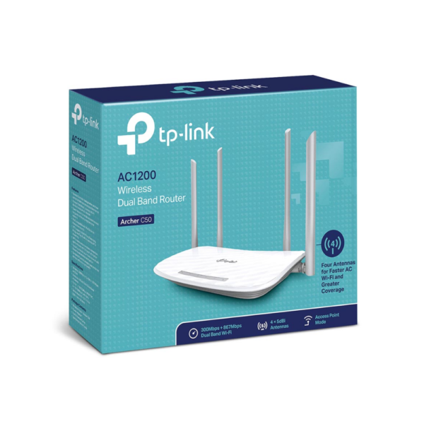 روتر بی‌سیم و دوباند تی پی لينک TP-Link Archer C50 AC1200 Wireless Dual Band