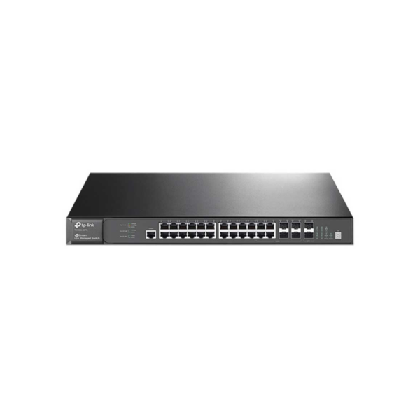 سوييچ 28 پورت گیگابيت و مدیریتی تی پی لینک TP-LINK T3700G-28TQP JetStream 28-Port Gigabit Stackable L3 Managed Switch