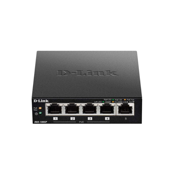 سوییچ 5 پورت PoE پلاس گیگابیت و دسکتاپ دی لینک D-Link DGS-1005P 5-Port Desktop Gigabit PoE+ Switch