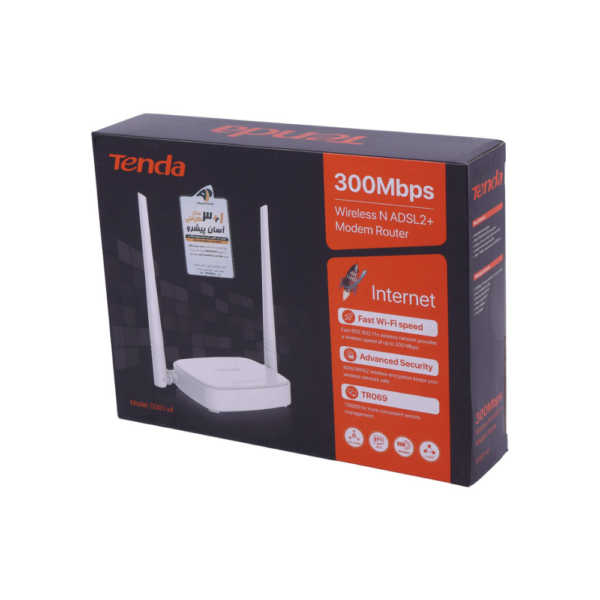 مودم روتر تندا Tenda D301 V4 ADSL2+ N300 300Mbps