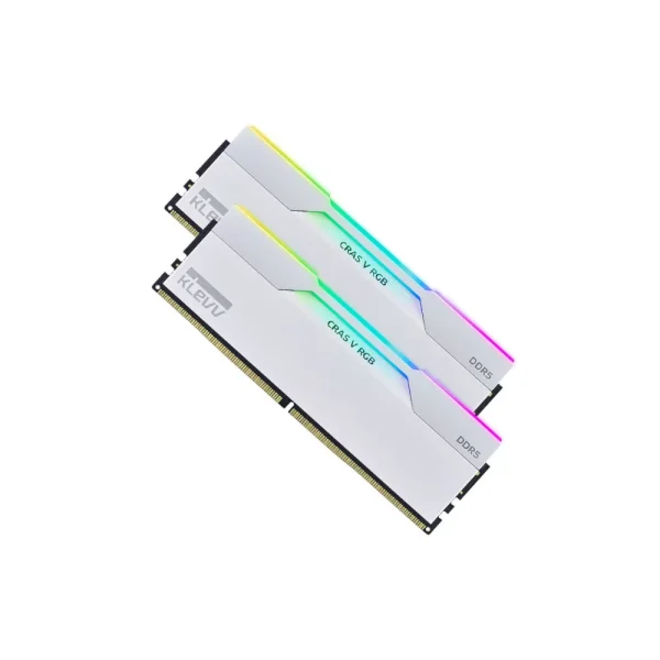 رم کامپیوتر KLEVV CRAS V White RGB 32GB Dual 7200MHz CL34 DDR5